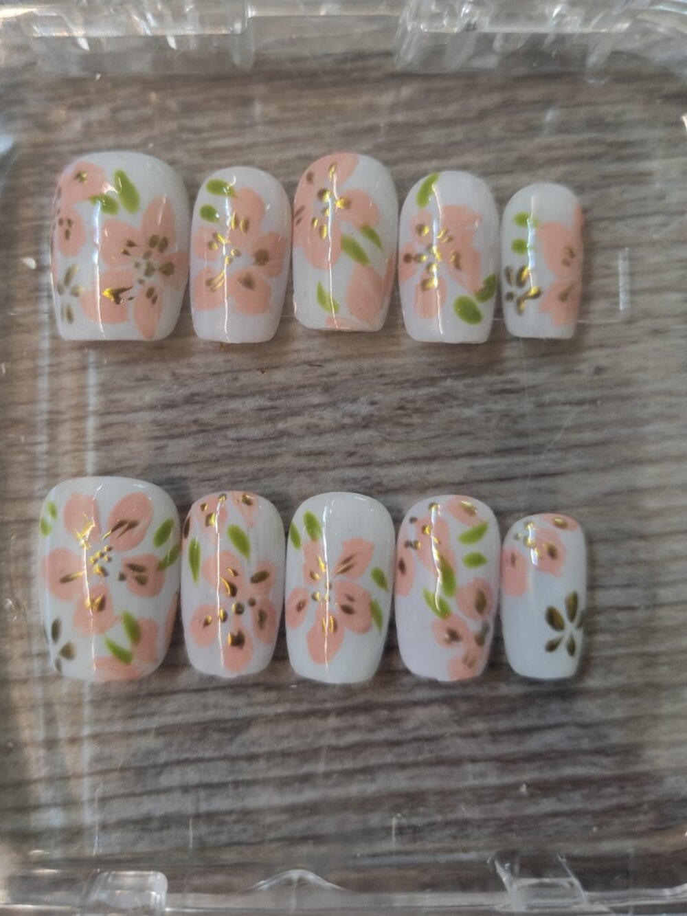Flower print press on nails